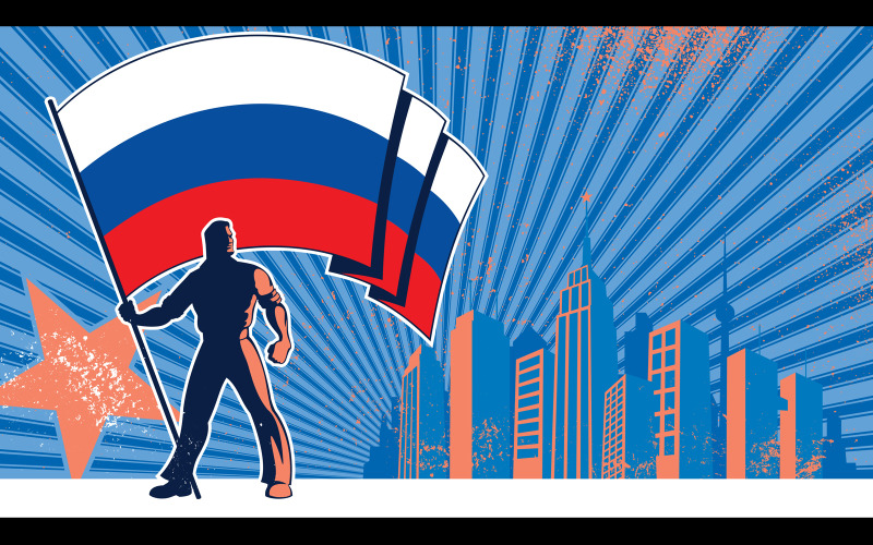 Download Иллюстрация "Flag Bearer Russia Background - Illustration" / Flag Bearer Russia Background - Illustration - Иллюстрация на тему графика flag,national,state,russia,russian,federation,russian federation,tricolor,standard,banner,background,ensign,bearer,man,silhouette,waving,standing,holding,keeping