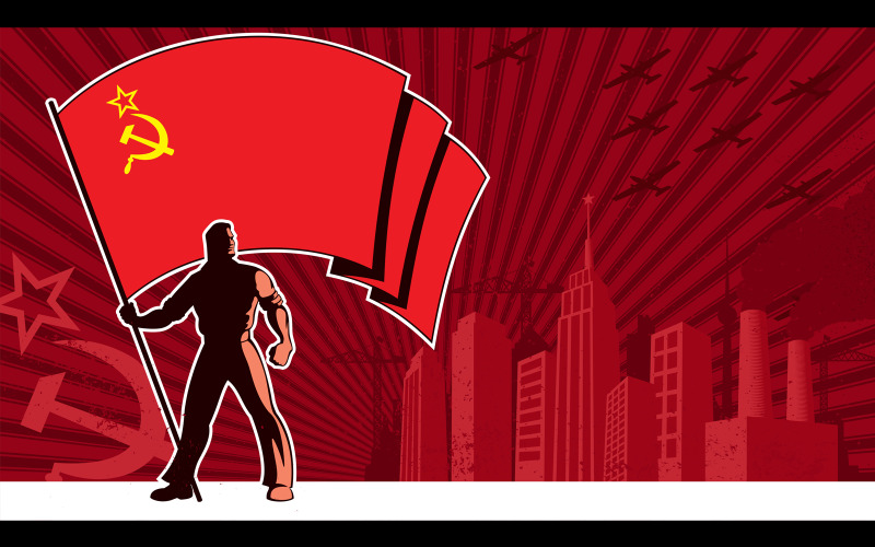 Download Иллюстрация "Flag Bearer USSR Background - Illustration" / Flag Bearer USSR Background - Illustration - Иллюстрация на тему графика flag,national,state,ussr,soviet union,soviet,cccp,union of soviet socialist republics,communist,communism,standard,banner,background,ensign,bearer,man