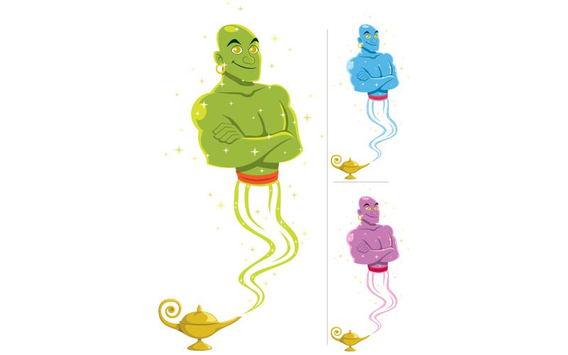 Download Иллюстрация "Genie - Illustration" / Genie - Illustration - Иллюстрация на тему графика genie,jinn,jinni,djinn,magic lamp,oil lamp,lamp,magic,wish,command,character,fairy tale,servant,slave,vector,cartoon,illustration,isolated,isolated on white,white