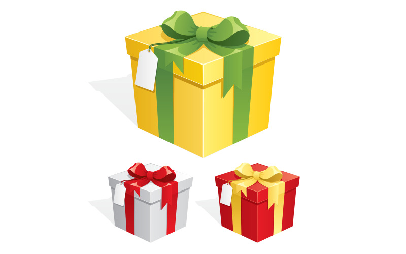 Download Иллюстрация "Gift Box - Illustration" / Gift Box - Illustration - Иллюстрация на тему графика gift box,gift,present,box,christmas,birthday,holiday,celebration,anniversary,party,gift tag,tag,label,greeting card,blank,ribbon,bow,shopping,wrapped,3d