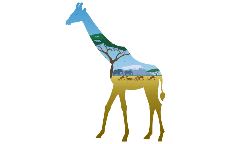 Giraffe Landscape - Illustration