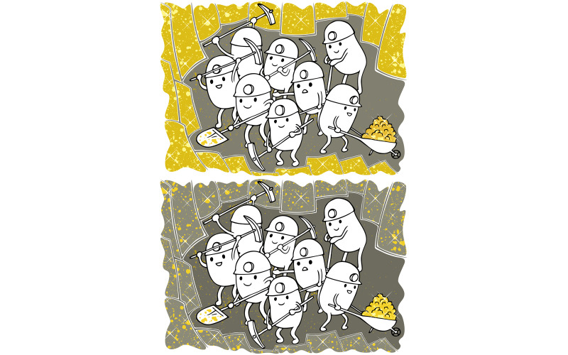 Download Иллюстрация "Gold Mining - Illustration" / Gold Mining - Illustration - Иллюстрация на тему графика gold,mine,mining,miner,worker,digger,prospector,precious,metal,yellow,industry,geology,ore,nugget,pick,pickaxe,resource,underground,cave,cavern