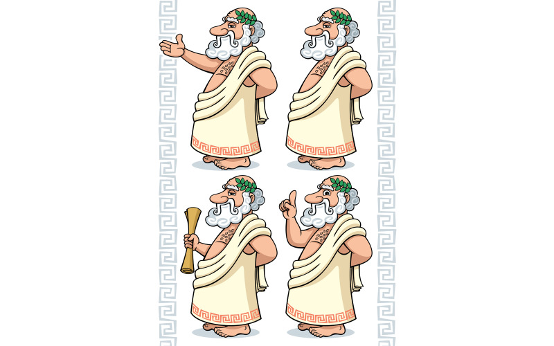 Download Иллюстрация "Greek Philosopher - Illustration" / Greek Philosopher - Illustration - Иллюстрация на тему графика philosopher,greek,roman,emperor,king,poet,senator,politician,teacher,thinker,man,presenting,showing,pointing,cartoon,character,old,adult,gray,beard