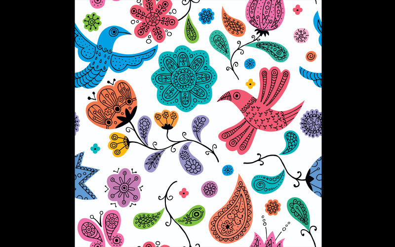 Patrón de garabatos florales - Ilustración
