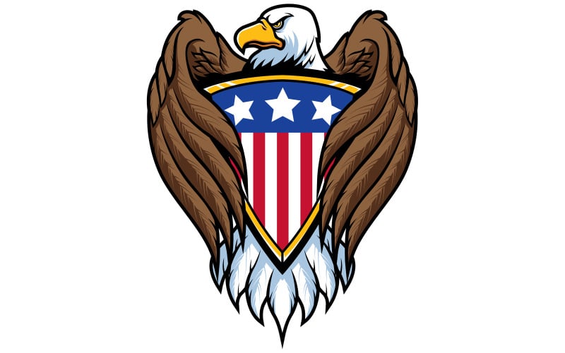 Águia Careca Segurando Escudo - Ilustração