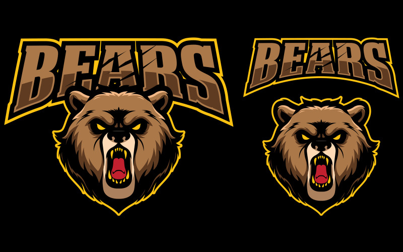 Download Иллюстрация "Bears Mascot - Illustration" / Bears Mascot - Illustration - Иллюстрация на тему графика bear,mascot,symbol,logo,team,sport,grizzly,monster,russian,russia,siberian,predator,animal,mammal,wildlife,angry,beast,wild,head,face
