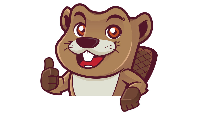 Download Иллюстрация "Beaver Behind Sign - Illustration" / Beaver Behind Sign - Illustration - Иллюстрация на тему графика beaver,mascot,symbol,cartoon,character,animal,wild,sign,behind,copy space,copyspace,blank,empty,peeping,forest,thumb up,thumbs up,thumb,approving,like