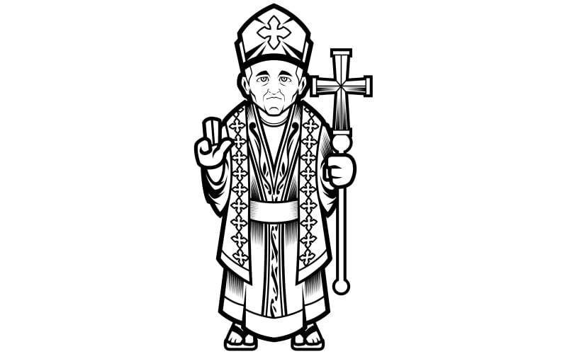 Download Иллюстрация "Bishop Line Art - Illustration" / Bishop Line Art - Illustration - Иллюстрация на тему графика pope,bishop,cardinal,priest,pastor,catholic,church,christian,christianity,cross,religion,religious,symbol,leader,mediator,mascot,logo,emblem,design,character