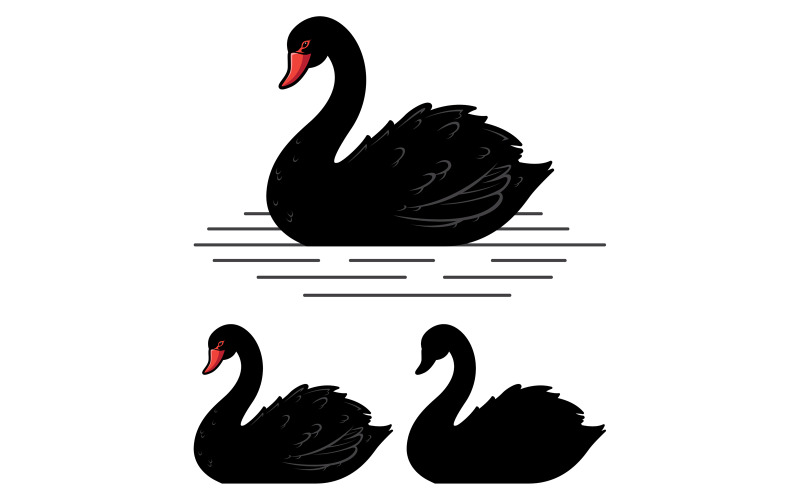 Download Иллюстрация "Black Swan Mascot - Illustration" / Black Swan Mascot - Illustration - Иллюстрация на тему графика swan,black,black swan,black swan event,theory,metaphor,silhouette,bird,isolated,symbol,vector,illustration,mascot,design,on white,background