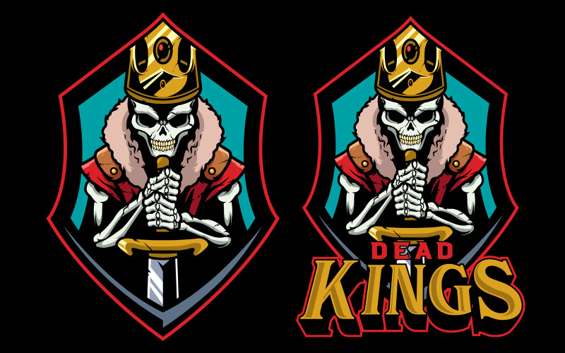 Download Иллюстрация "Dead Kings Mascot - Illustration" / Dead Kings Mascot - Illustration - Иллюстрация на тему графика king,ruler,emperor,lord,tsar,czar,royalty,nobility,majesty,royal,portrait,crown,skull,bones,skeleton,dead,ghost,zombie,mascot,logo