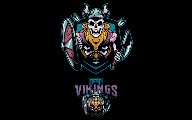 Download Иллюстрация "Dead Vikings Mascot - Illustration" / Dead Vikings Mascot - Illustration - Иллюстрация на тему графика viking,vikings,berserker,skull,bones,skeleton,dead,ghost,zombie,mascot,logo,team,warrior,soldier,pirate,barbarian,sailor,portrait,medieval,history