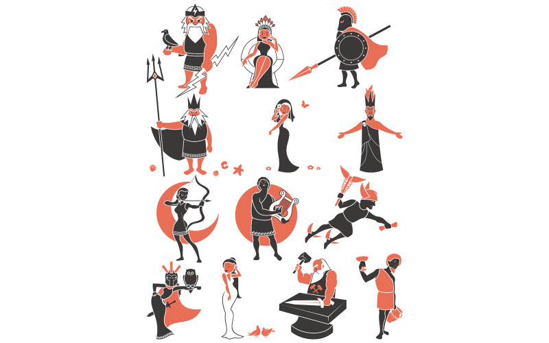 Download Иллюстрация "Greek / Roman Gods - Illustration" / Greek / Roman Gods - Illustration - Иллюстрация на тему графика god,gods,greek,roman,set,pack,collection,olympian,mount olympus,pantheon,zeus,jupiter,hera,juno,ares,mars,poseidon,neptune,demeter,ceres