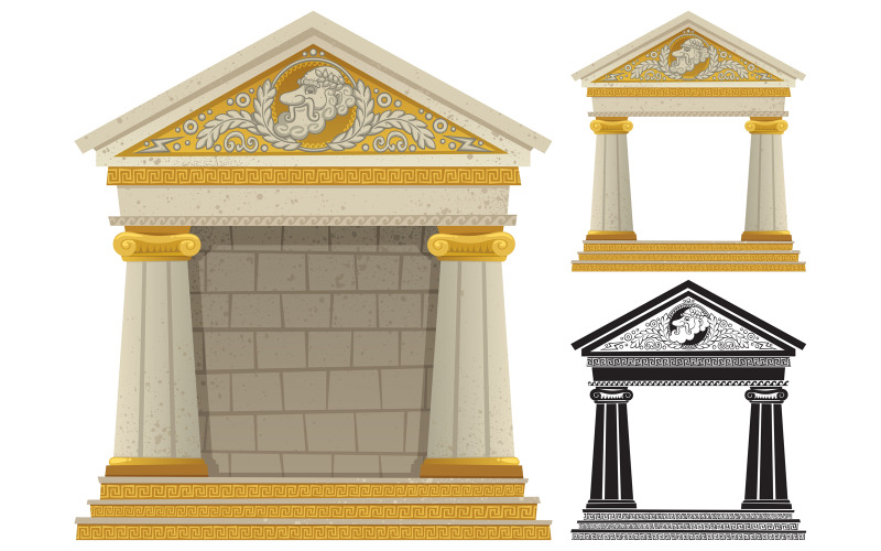 Download Иллюстрация "Greek Temple - Illustration" / Greek Temple - Illustration - Иллюстрация на тему графика temple,ancient,greek,roman,frame,border,background,isolated,white,copyspace,copy space,empty,blank,space,culture,building,structure,greece,rome,italy