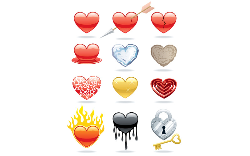 Download Иллюстрация "Heart Icons - Illustration" / Heart Icons - Illustration - Иллюстрация на тему графика heart,shape,icon,icons,valentines day,saint valentines day,st valentines day,love,romantic,feelings,set