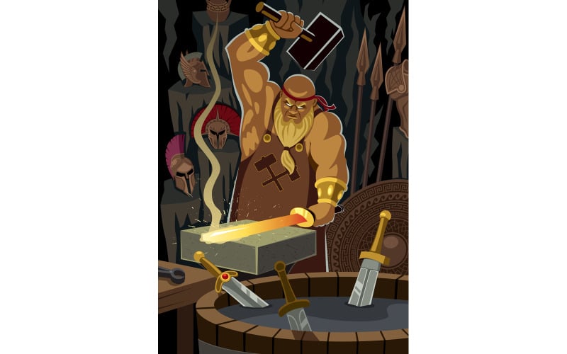 Download Иллюстрация "Hephaestus - Illustration" / Hephaestus - Illustration - Иллюстрация на тему графика hephaestus,vulcan,god,lord,roman,greek,blacksmith,smith,mythology,fantasy,religion,ancient,legend,myth,fairy tale,story,history,olympian,character,person