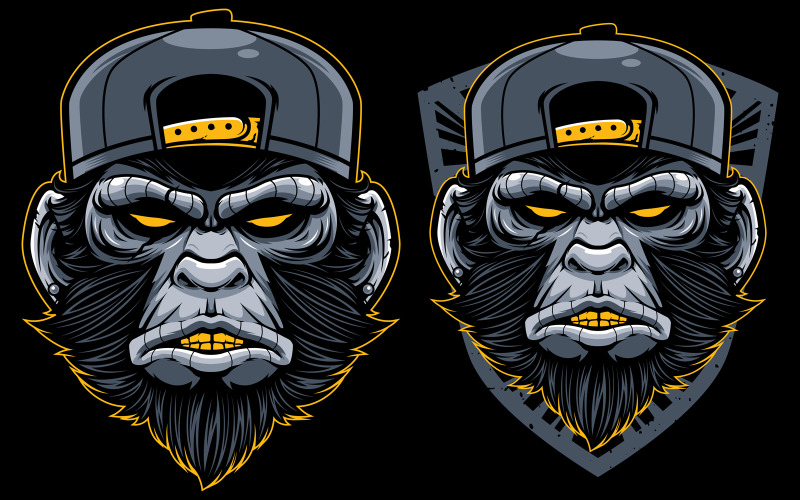 酷猴子吉祥物-光栅插图