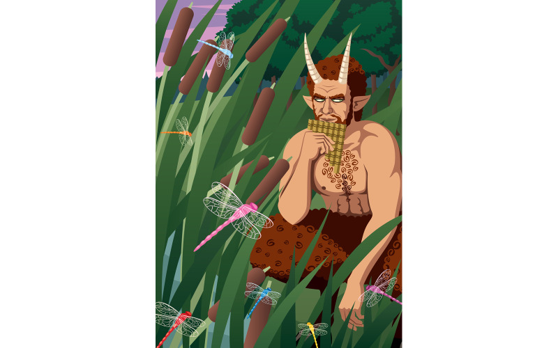 Download Иллюстрация "Pan - Illustration" / Pan - Illustration - Иллюстрация на тему графика pan,panic,faunus,goat,god,lord,roman,greek,mythology,fantasy,religion,ancient,legend,myth,semi,worship,horns,syrinx,reed,juncus