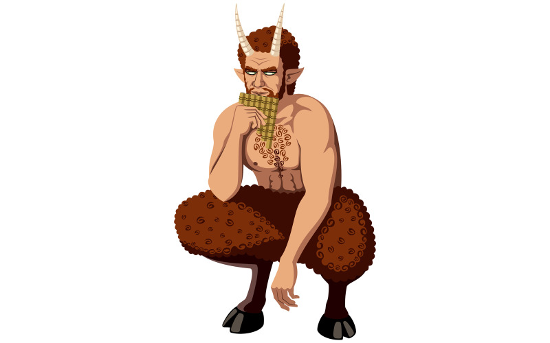 Download Иллюстрация "Pan on White - Illustration" / Pan on White - Illustration - Иллюстрация на тему графика pan,panic,faunus,semi,goat,horns,syrinx,god,lord,roman,greek,mythology,fantasy,religion,ancient,legend,myth,greece,rome,worship