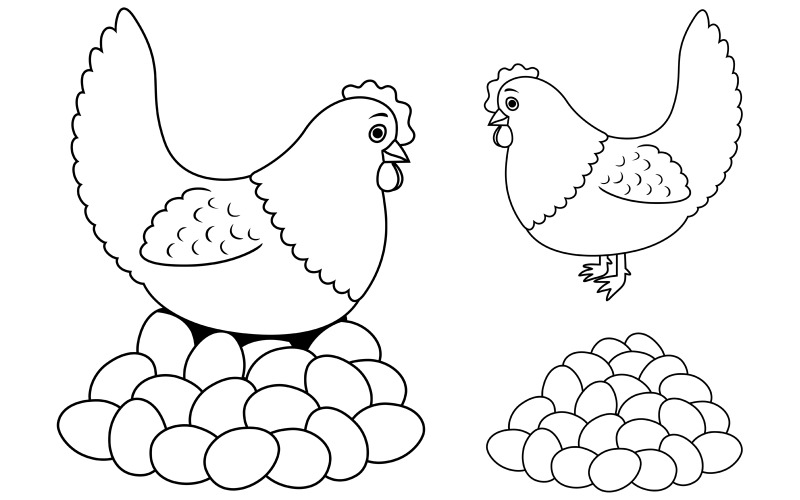 Tavuk ve yumurta Hat sanatı - illüstrasyon