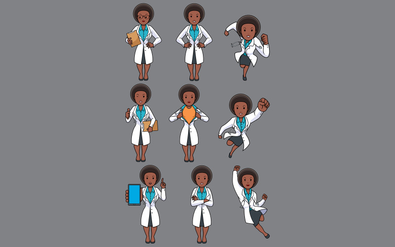 Arts Afrikaanse vrouwelijke Set - illustratie