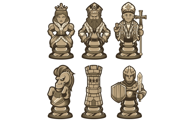 Download Иллюстрация "Chess Pieces Set White - Illustration" / Chess Pieces Set White - Illustration - Иллюстрация на тему графика chess,game,strategy,piece,figure,set,symbol,mascot,sign,logo,white,politics,pawn,rook,knight,bishop,queen,king,horse,castle