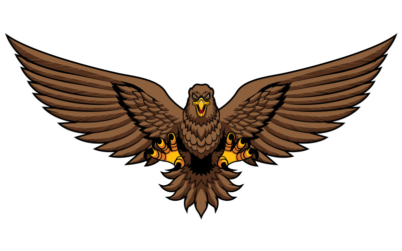 Download Иллюстрация "Golden Eagle Attack Mascot - Illustration" / Golden Eagle Attack Mascot - Illustration - Иллюстрация на тему графика eagle,gold,golden eagle,german,german eagle,hawk,falcon,bird,bird of prey,brown,claw,attack,attacking,isolated,insignia,wing,symbol,vector,illustration,mascot