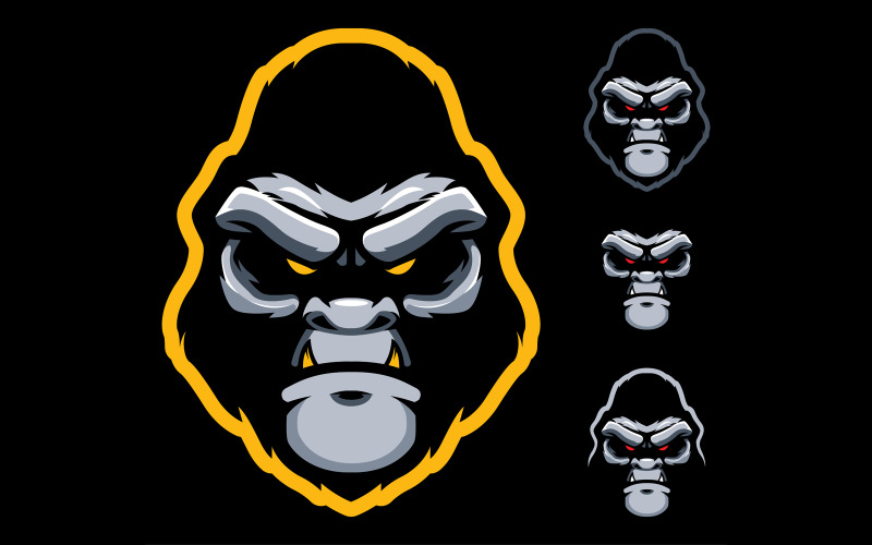 Download Иллюстрация "Gorilla Face Mascot - Illustration" / Gorilla Face Mascot - Illustration - Иллюстрация на тему графика mascot,gorilla,ape,monkey,head,face,sport,esport,team,animal,symbol,sign,logo,tournament,competition,championship,league,icon,aggressive,wild