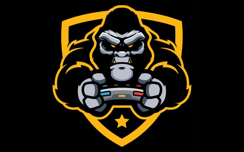 Download Иллюстрация "Gorilla Gamer Mascot - Illustration" / Gorilla Gamer Mascot - Illustration - Иллюстрация на тему графика mascot,gorilla,ape,monkey,head,face,gamer,gaming,game,video,video games,video game,esport,sport,team,animal,symbol,sign,logo,playing