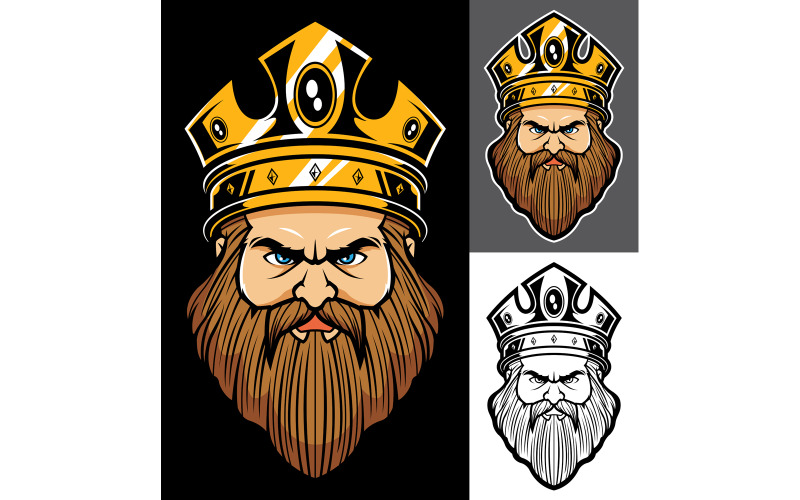 Download Иллюстрация "King Face Mascot - Illustration" / King Face Mascot - Illustration - Иллюстрация на тему графика king,emperor,tzar,tsar,mascot,logo,symbol,emblem,label,design,royal,noble,character,portrait,face,head,crown,luxury,man,beard