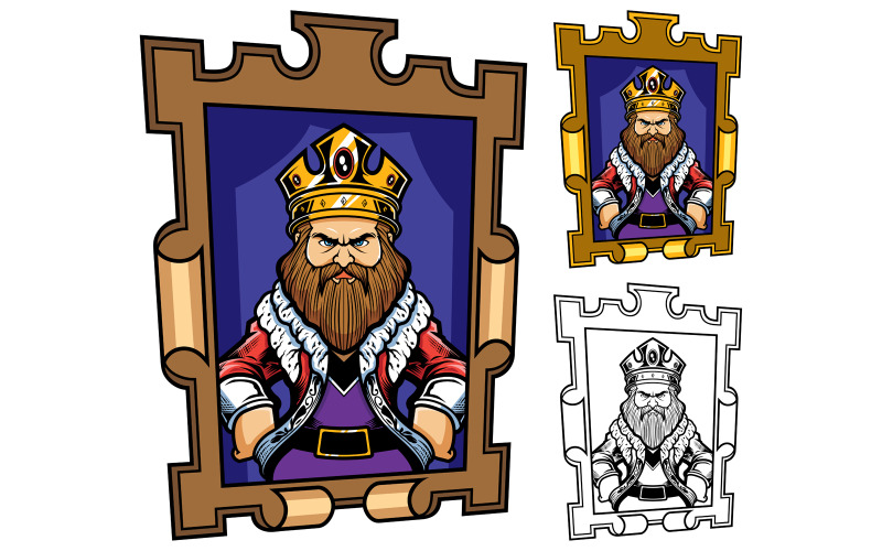 Download Иллюстрация "King Portrait - Illustration" / King Portrait - Illustration - Иллюстрация на тему графика king,emperor,tzar,tsar,banner,frame,picture frame,picture,mascot,logo,symbol,emblem,label,design,royal,noble,character,portrait,face,head