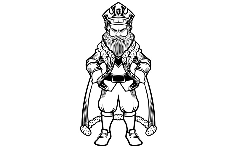 Download Иллюстрация "King Standing Line Art - Illustration" / King Standing Line Art - Illustration - Иллюстрация на тему графика king,emperor,tzar,tsar,standing,mascot,logo,symbol,emblem,label,design,royal,noble,character,portrait,face,head,crown,luxury,man