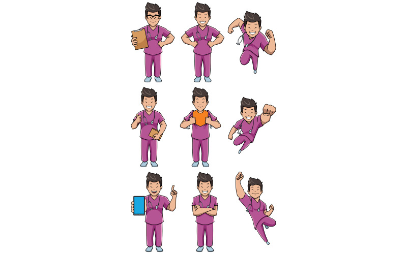 Download Иллюстрация "Nurse Asian Male Set - Illustration" / Nurse Asian Male Set - Illustration - Иллюстрация на тему графика nurse,registered nurse,medical,doctor,defender,protector,savior,medicine,hospital,clinic,man,character,person,male,under cover,flying,asian,chinese,japanese,thai