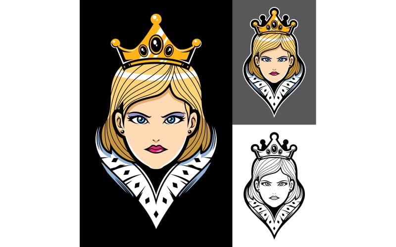 Download Иллюстрация "Queen Face Mascot - Illustration" / Queen Face Mascot - Illustration - Иллюстрация на тему графика queen,empress,tzarina,tsarina,mascot,logo,symbol,emblem,label,design,royal,noble,character,portrait,face,head,crown,luxury,woman,power