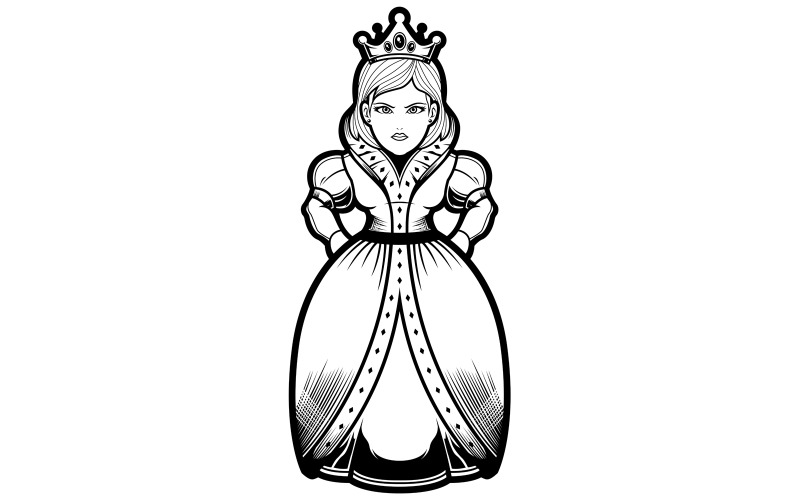 Download Иллюстрация "Queen Line Art - Illustration" / Queen Line Art - Illustration - Иллюстрация на тему графика queen,empress,tzarina,tsarina,mascot,logo,symbol,emblem,design,royal,noble,character,portrait,crown,coloring,book,page,coloring book,line art,luxury
