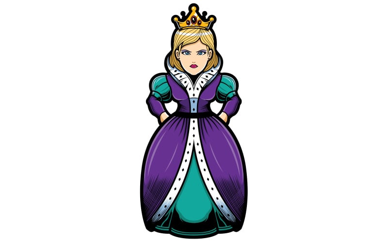Download Иллюстрация "Queen on White - Illustration" / Queen on White - Illustration - Иллюстрация на тему графика queen,empress,tzarina,tsarina,mascot,logo,symbol,emblem,design,royal,noble,character,portrait,crown,luxury,woman,power,style,graphic,cartoon