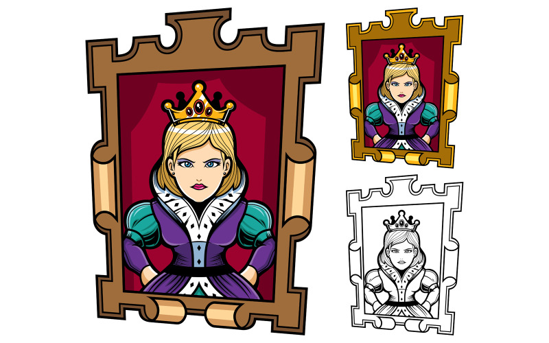 Download Иллюстрация "Queen Portrait - Illustration" / Queen Portrait - Illustration - Иллюстрация на тему графика queen,empress,tzarina,tsarina,banner,frame,picture frame,picture,mascot,logo,symbol,emblem,label,design,royal,noble,character,portrait,face,head