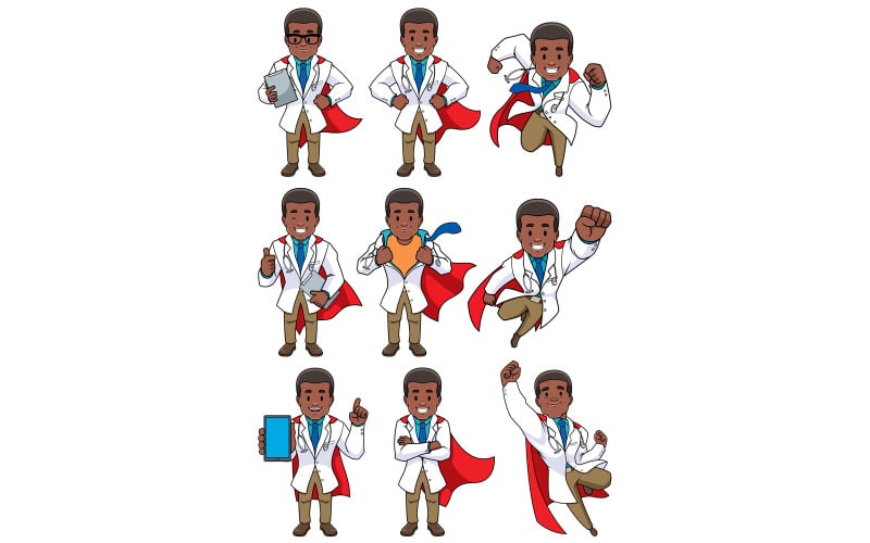 Download Иллюстрация "Super Doc African - Illustration" / Super Doc African - Illustration - Иллюстрация на тему графика doctor,medical,super,superhero,power,comic book,comic,comic strip,action,figure,strength,defender,protector,savior,medicine,hospital,clinic,man,character,person