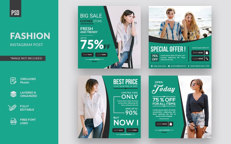 Download Шаблон для соцсетей "Fashion Instagram Post Social Media Template" / Fashion Instagram Post Social Media Template - Шаблон для соцсетей на тему графика fashion,modern,cover,creative,web banner,graphic,marketing,advertising,promotion,banner,business,web,sale banner,shopping,sale,social media,banner set,social,instagram,instagram post
