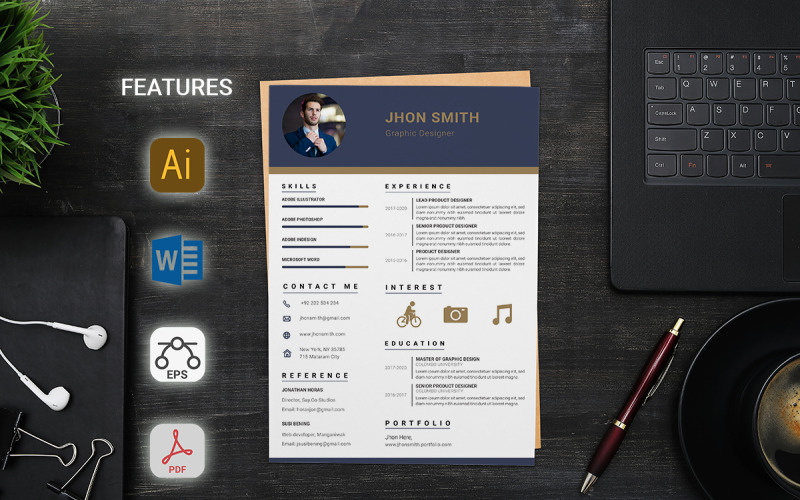 Minimalistische schone CV-sjabloon