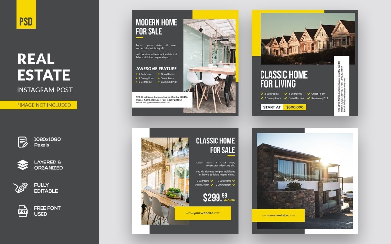 Download Шаблон для соцсетей "Real Estate Instagram Post Social Media Template" / Real Estate Instagram Post Social Media Template - Шаблон для соцсетей на тему графика instagram post,banner,real estate,property,apartment,agency,furniture,landmark,home,house,social media,business,cover,estate,modern,social,dream home,interior,building