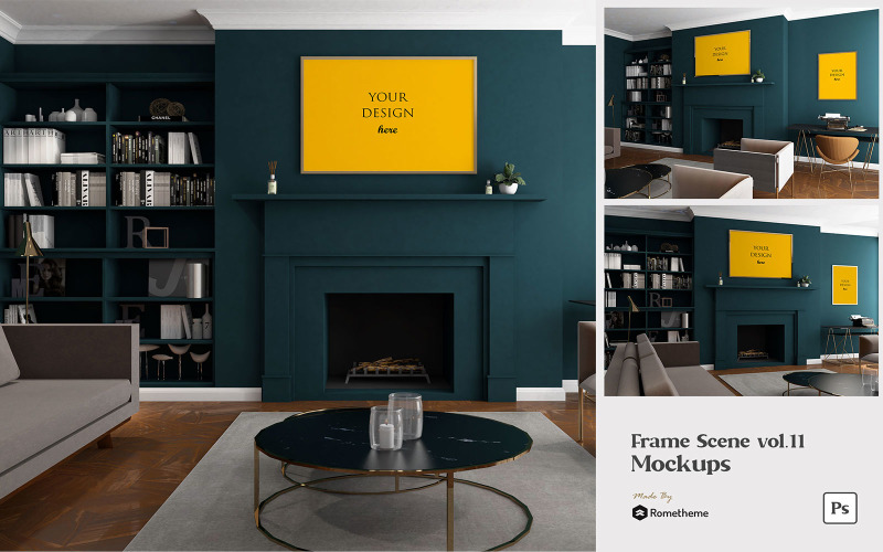 Download Мокап для продукта "Frame Scene vol.11 - VR product mockup" / Frame Scene vol.11 - VR product mockup - Мокап для продукта на тему графика frame,scene,screen,interior,poster,wall,property,design,smartobject,display,product,psd