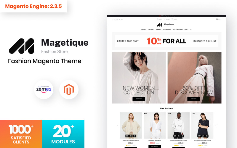 Magetique - Magento тема для магазина модной одежды