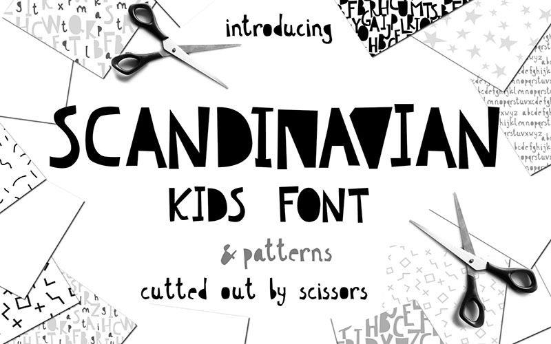 Skandinavische Spaßkinder-Schrift + Muster