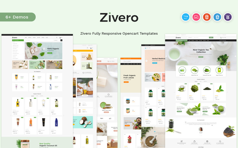 Zivero - Modèle OpenCart 4 pour produits bio et beauté