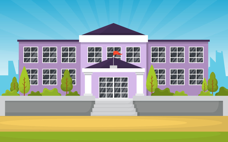 Download Иллюстрация "Building Outdoor Park - Illustration" / Building Outdoor Park - Illustration - Иллюстрация на тему графика back,school,education,building,park,outdoor,landscape,cartoon,illustration,vector,high,college,exterior,middle,flat,entrance,front,house,study,art