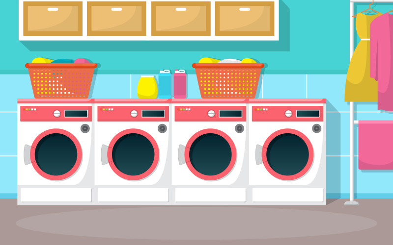 Clothes Washing Laundry - Illustration