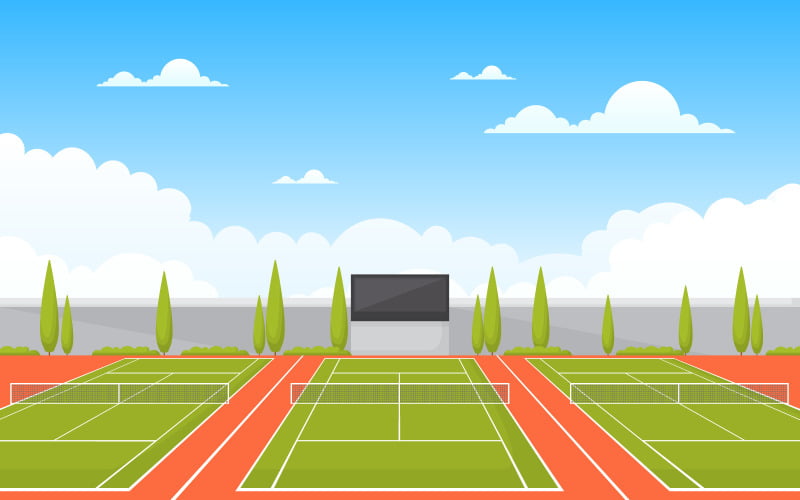 Download Иллюстрация "Court Sport Recreation - Illustration" / Court Sport Recreation - Illustration - Иллюстрация на тему графика outdoor,tennis,court,sport,game,recreation,cartoon,nature,landscape,illustration,vector,field,strength,fun,athletic,returning,outside,healthy,active,practicing