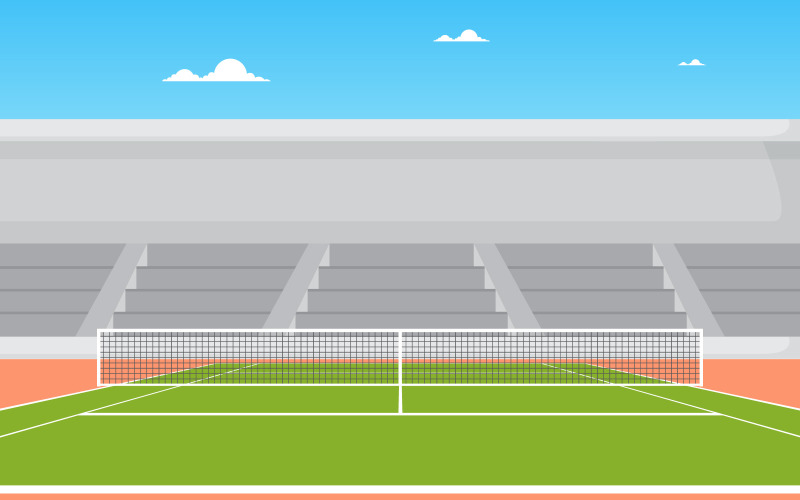 Download Иллюстрация "Court Stand Game - Illustration" / Court Stand Game - Illustration - Иллюстрация на тему графика outdoor,tennis,court,stands,sport,game,recreation,landscape,vector,illustration,stand,net,field,scenic,panoramic,clouds,perspective,design,stadium,sky