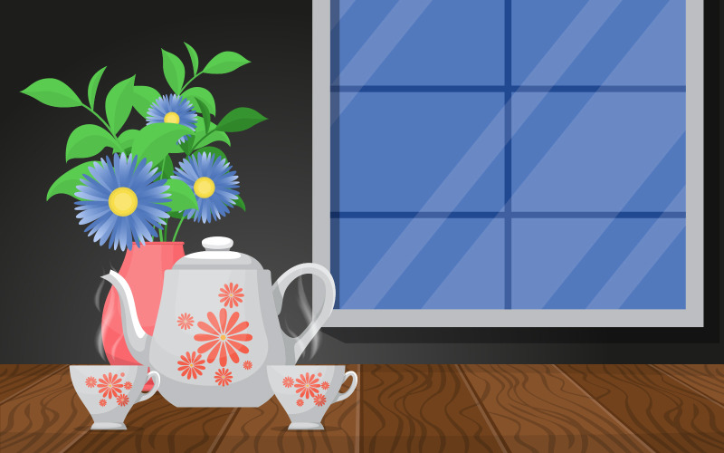 Cups of Hot Tea - Illustration
