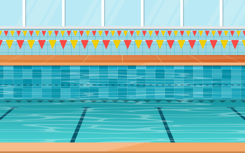 Download Иллюстрация "Healthy Summer Sport - Illustration" / Healthy Summer Sport - Illustration - Иллюстрация на тему графика swimming,pool,summer,holiday,healthy,sport,cartoon,illustration,vector,background,water,poolside,outdoor,shadow,design,relax,spa,competition,vacation,scene